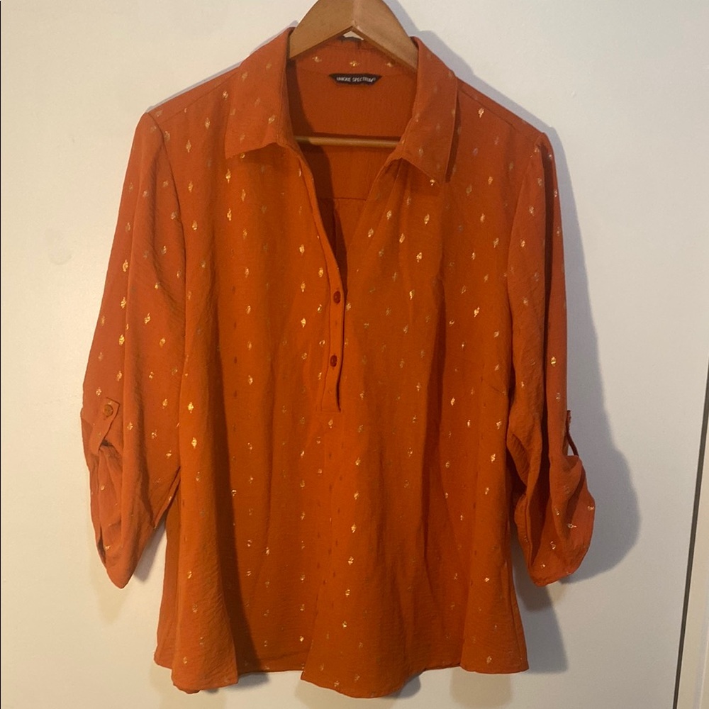 Orange Button-Up Women's Top